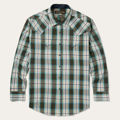Olive Ombre Plaid Western Shirt Green | Stetson Men