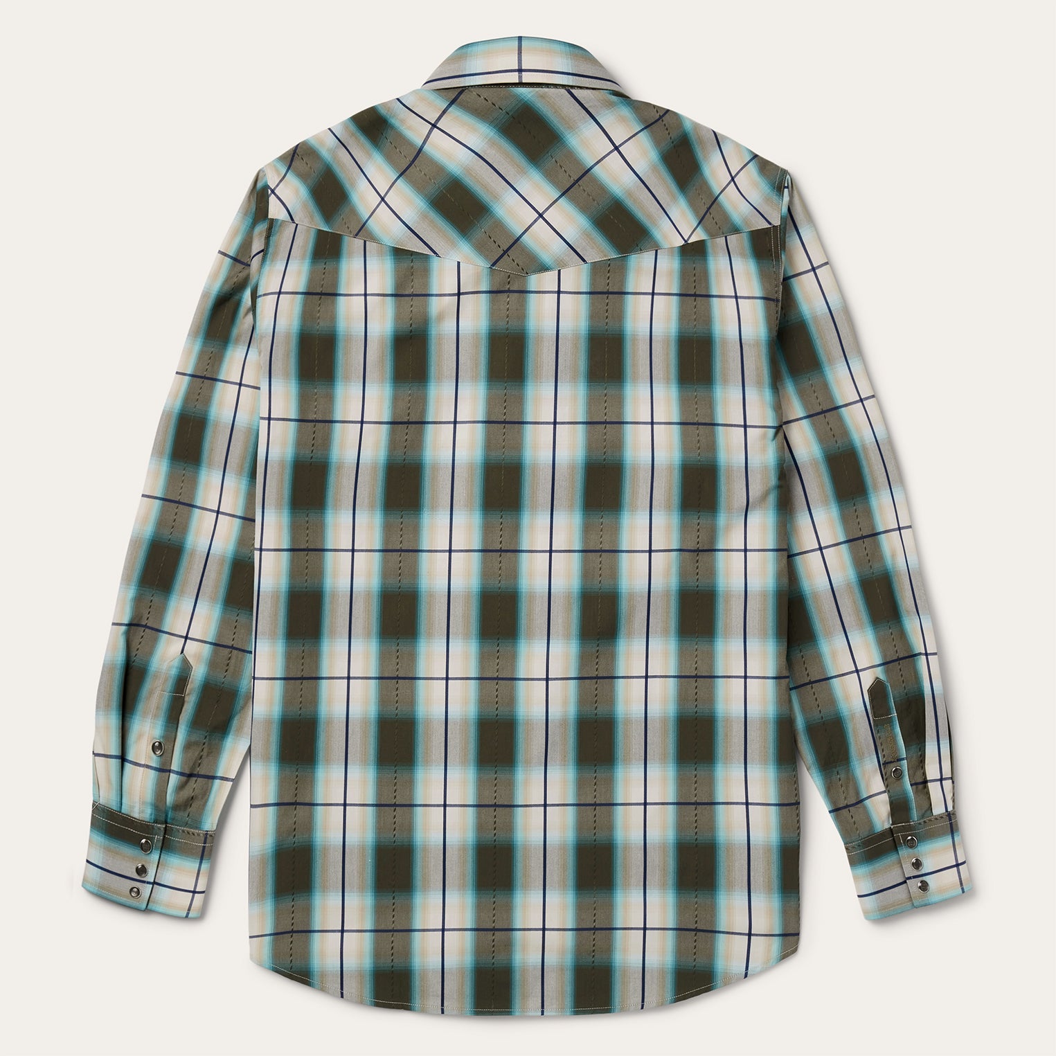 Olive Ombre Plaid Western Shirt Green | Stetson Men