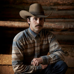 Blue Stripe Flannel Western Shirt Blue | Stetson Men