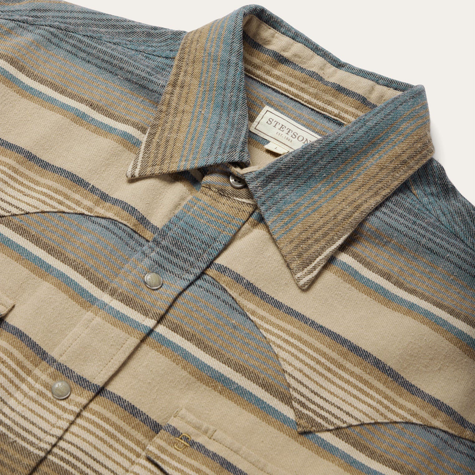 Blue Stripe Flannel Western Shirt Blue | Stetson Men