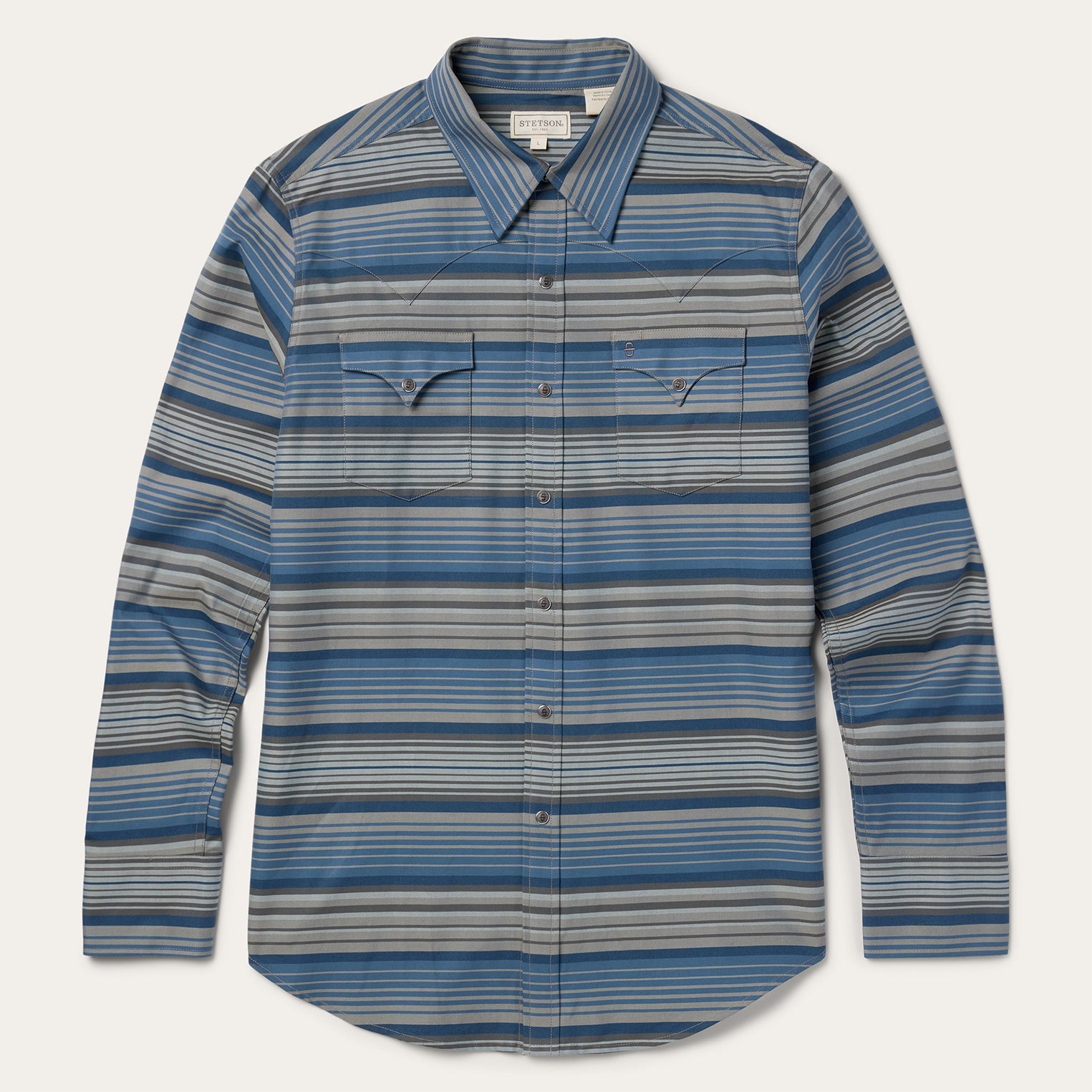 Serape Stripe Western Shirt Blue | Stetson Men