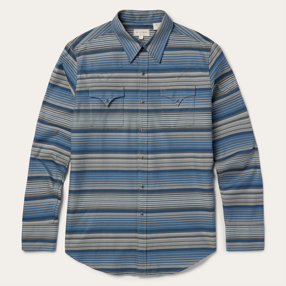 Serape Stripe Western Shirt Blue | Stetson Men