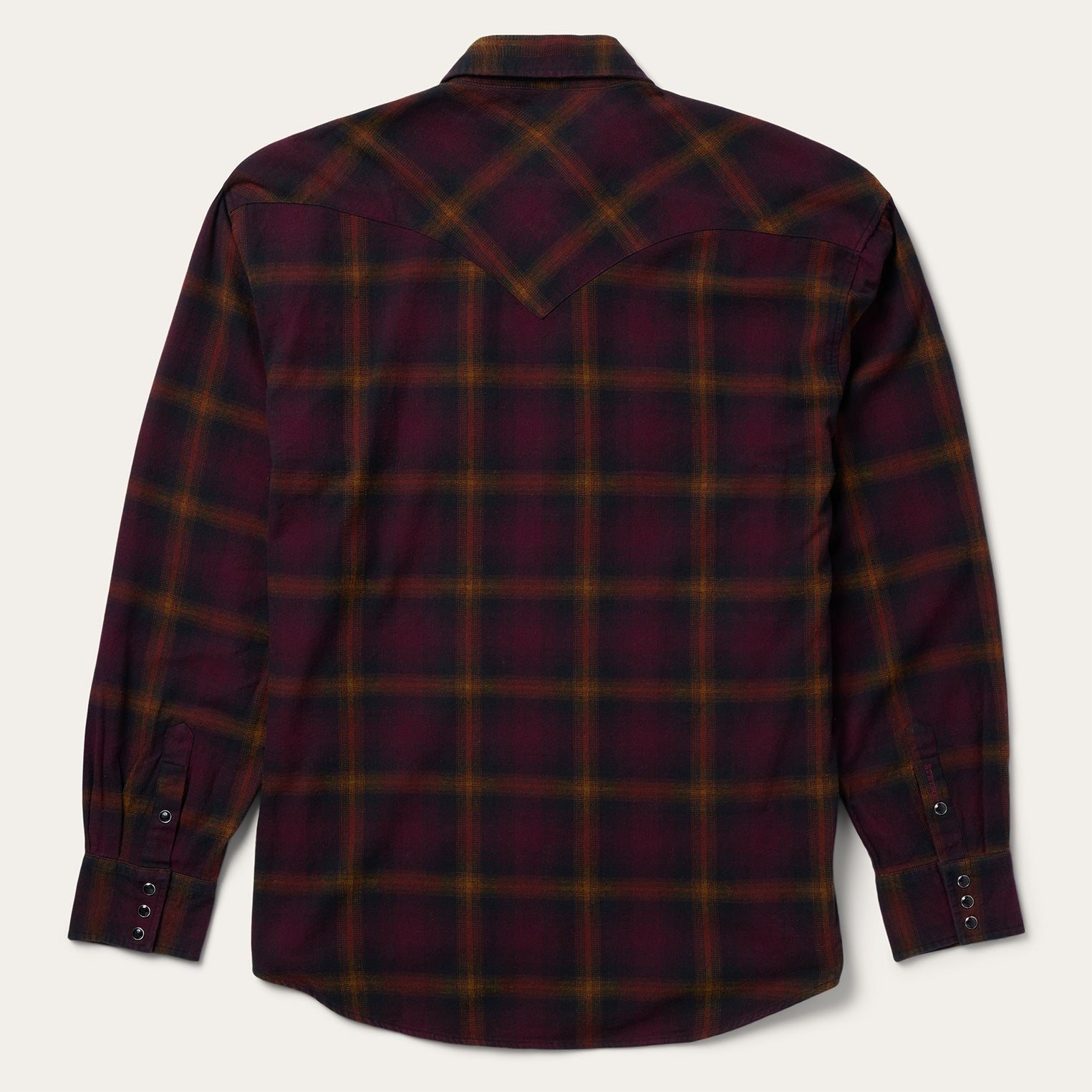 Black Wine Plaid Flannel Western Shirt Wine | Stetson Men