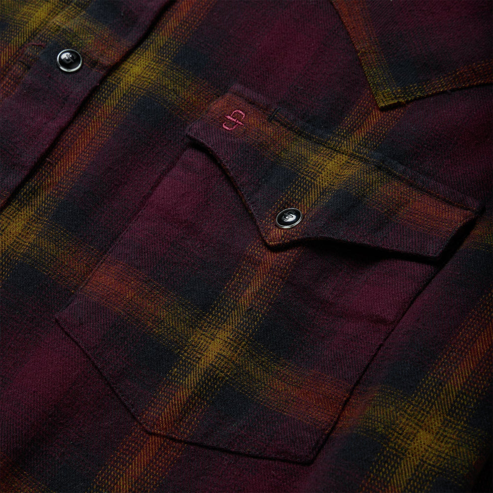Black Wine Plaid Flannel Western Shirt Wine | Stetson Men