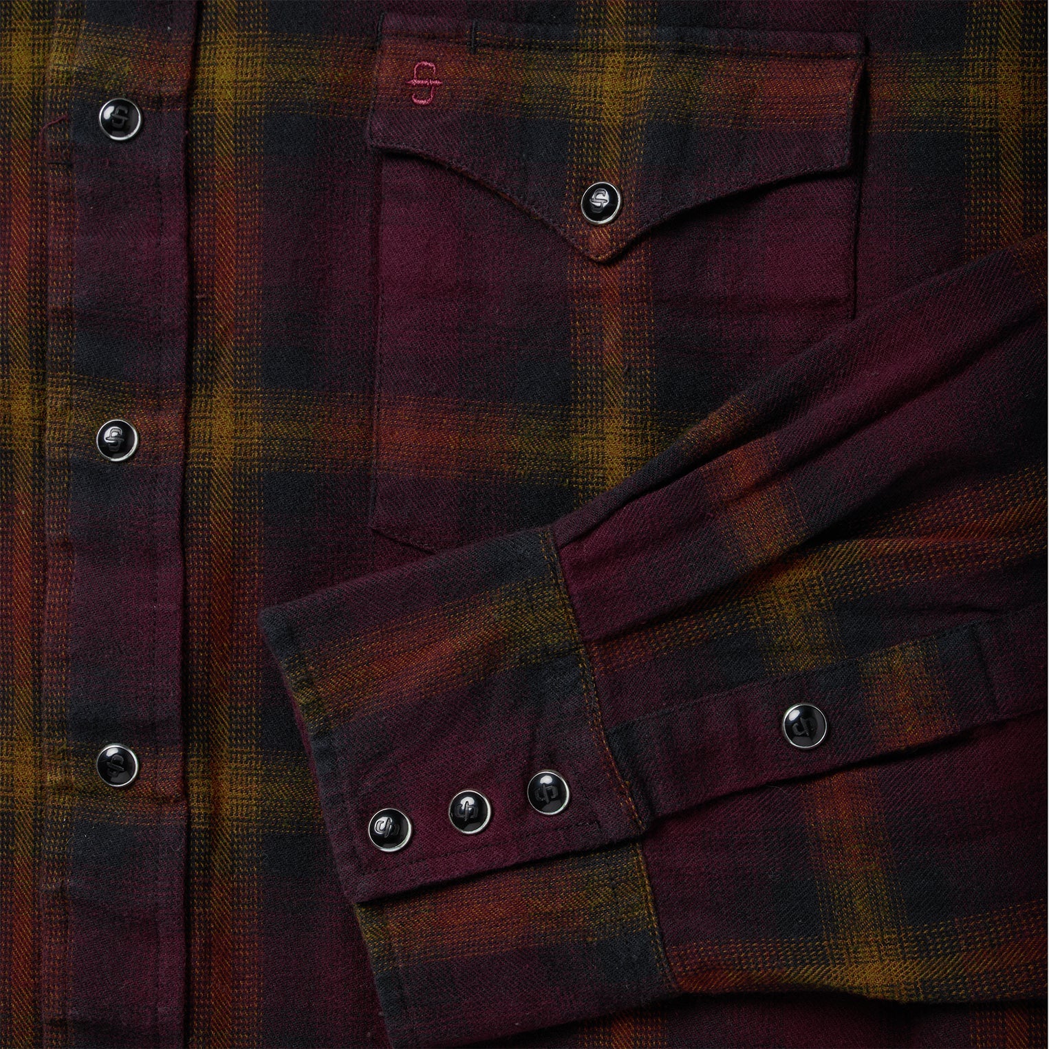 Black Wine Plaid Flannel Western Shirt Wine | Stetson Men
