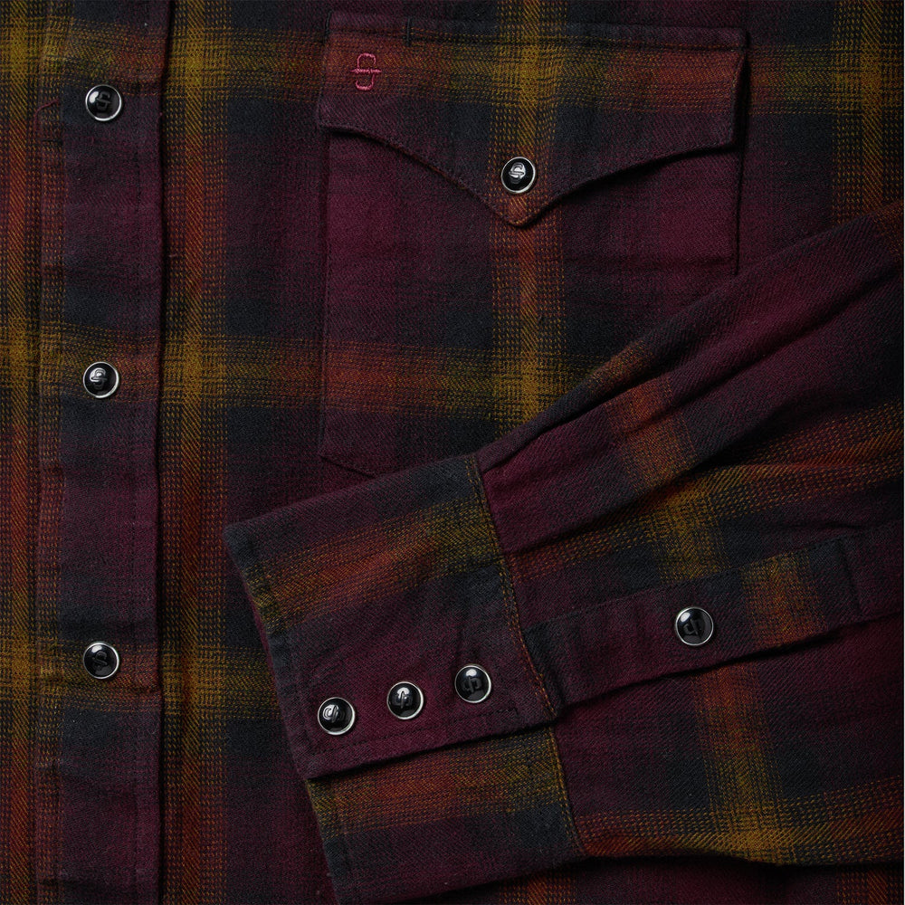 Black Wine Plaid Flannel Western Shirt Wine | Stetson Men
