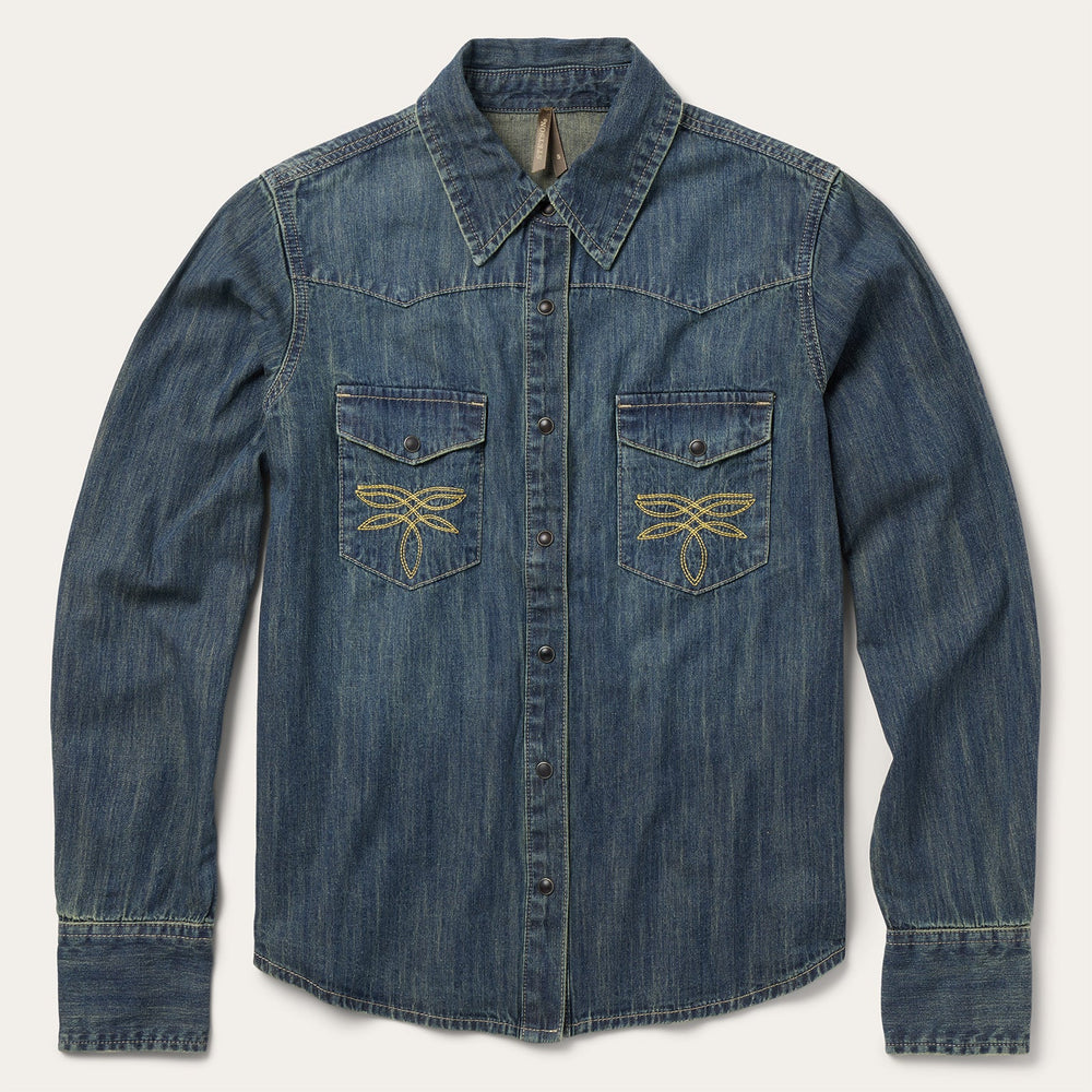 Dirty Denim Boyfriend Fit Shirt Blue | Stetson Women