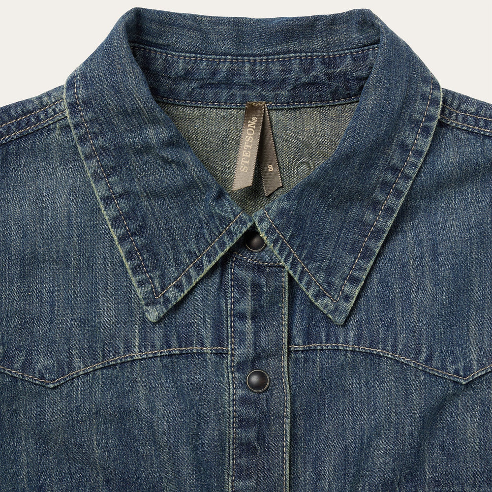Dirty Denim Boyfriend Fit Shirt Blue | Stetson Women