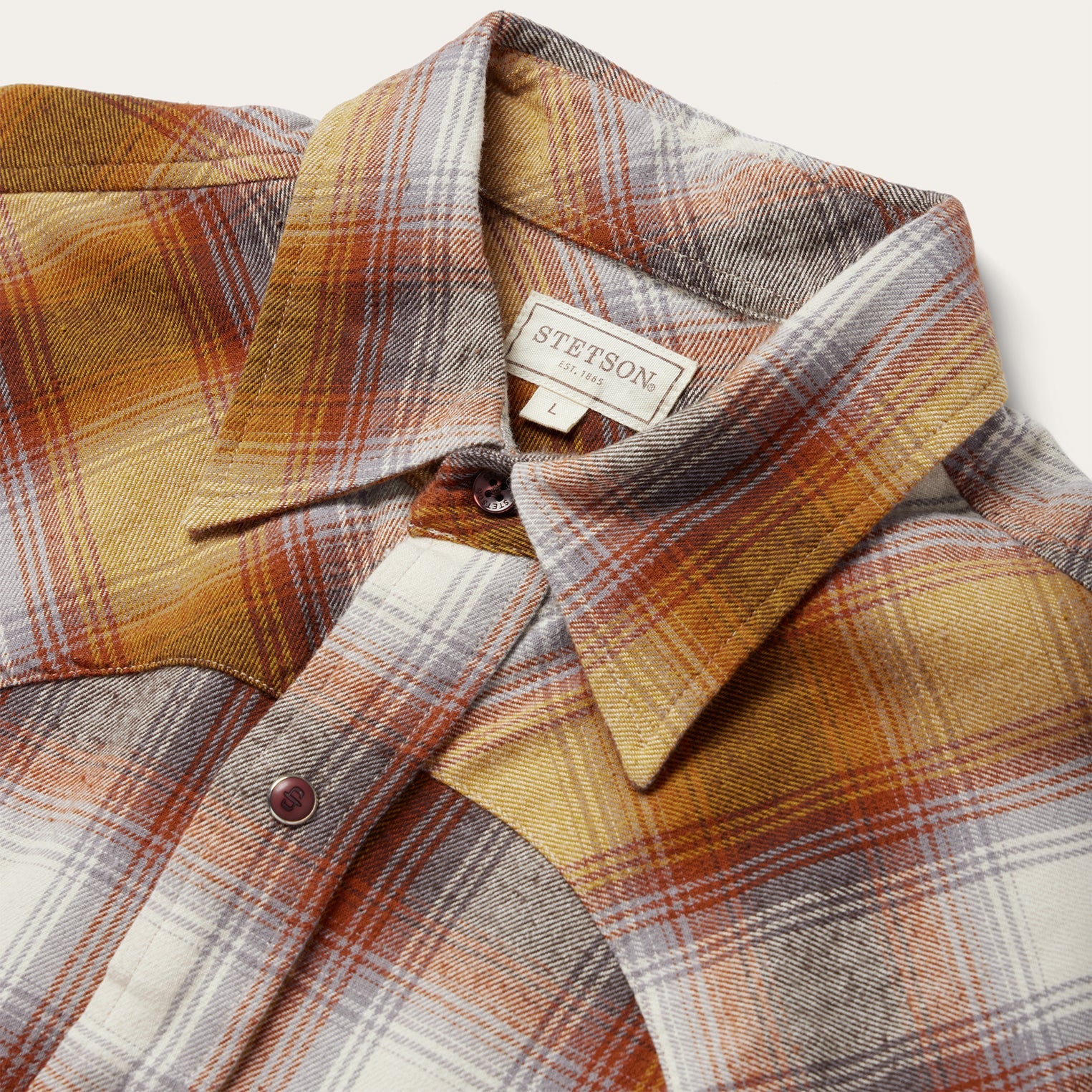 Rust Plaid Flannel Western Shirt Brown | Stetson Men