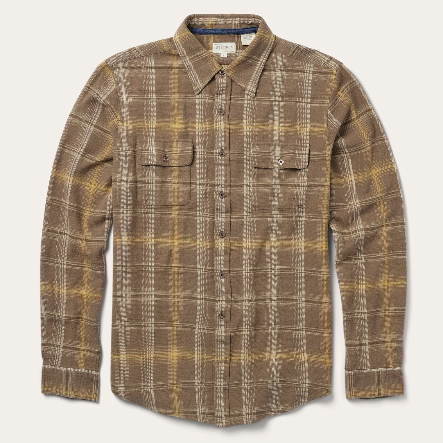 Brown Flannel Button-Front Shirt Brown | Stetson Men