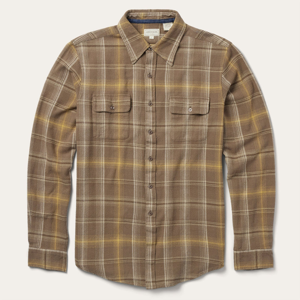 Brown Flannel Button-Front Shirt Brown | Stetson Men