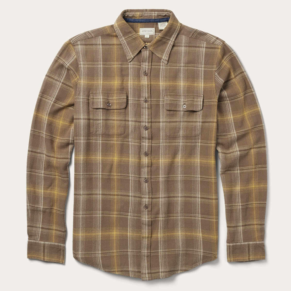 Brown Flannel Button-Front Shirt Brown | Stetson Men