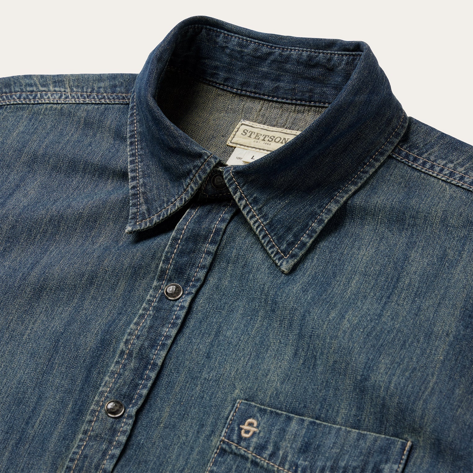 Dark Denim Western Shirt Blue | Stetson Men