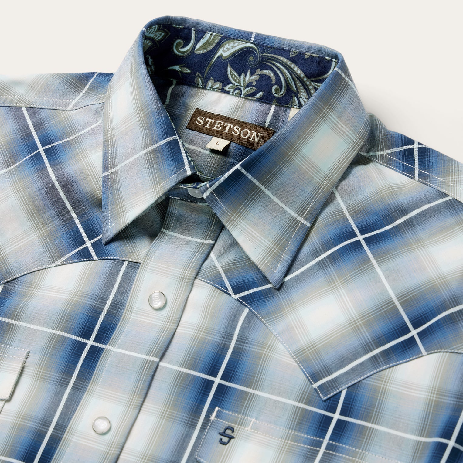 Crystal Plaid Western Shirt Blue | Stetson Men