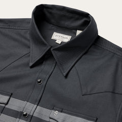 Border Stripe Twill Western Shirt Black | Stetson Men