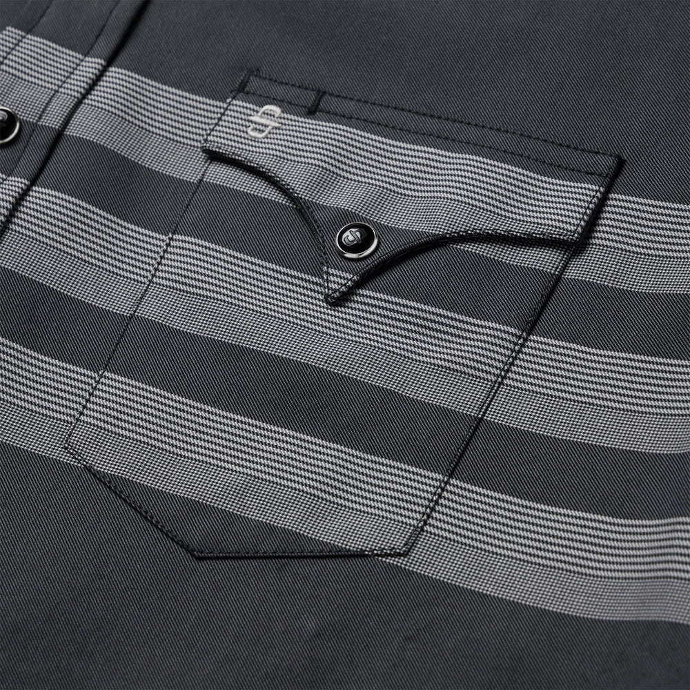 Border Stripe Twill Western Shirt Black | Stetson Men