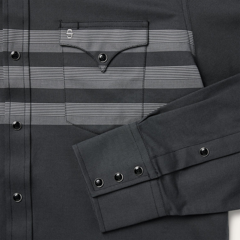 Border Stripe Twill Western Shirt Black | Stetson Men