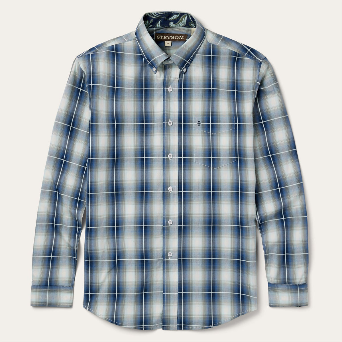 Crystal Plaid Button Down Shirt Blue | Stetson Men