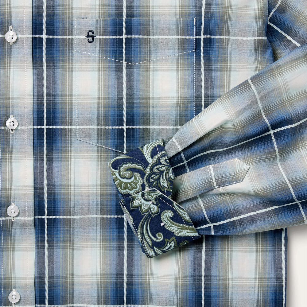 Crystal Plaid Button Down Shirt Blue | Stetson Men