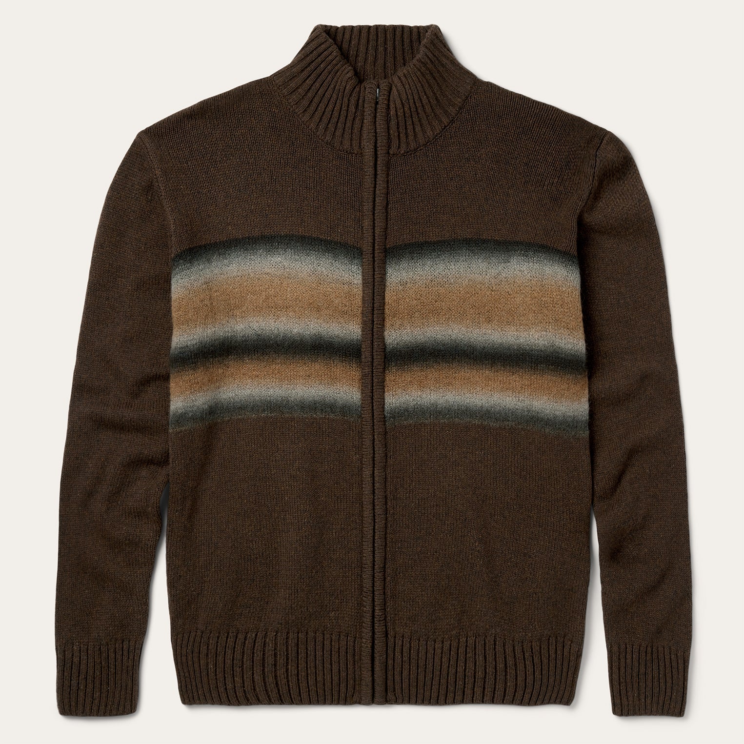 Ombre Border Stripe Cardigan Brown | Stetson Men