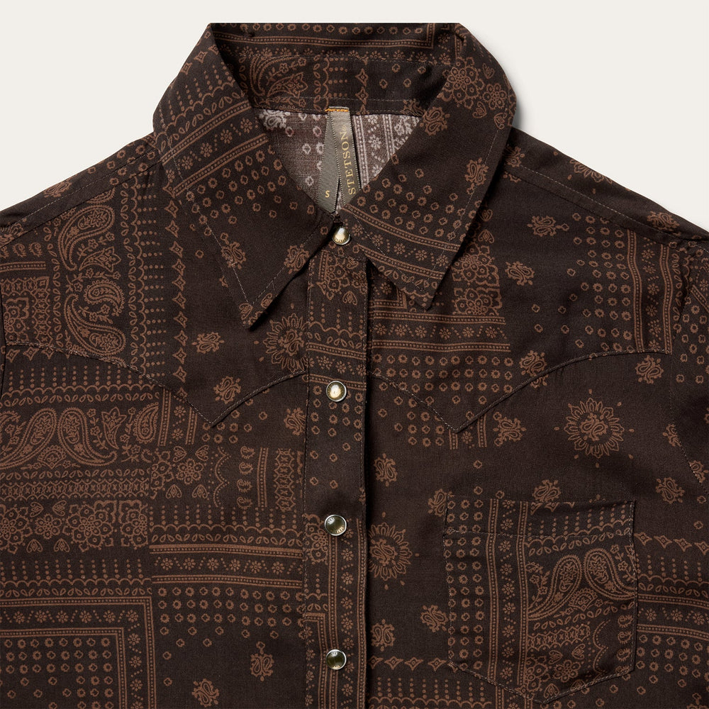 Patchwork Bandana Print Shirt Brown | Stetson Women