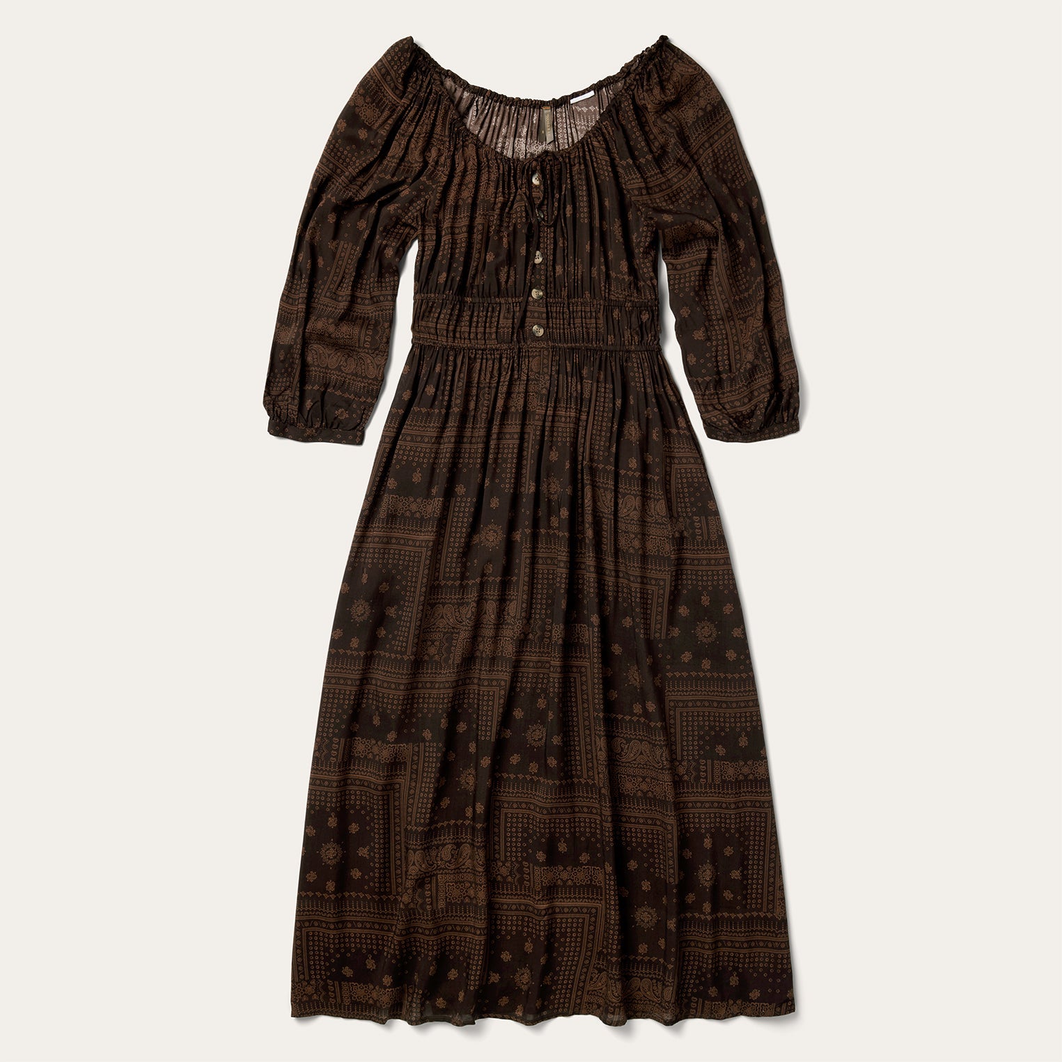 Patchwork Bandana Print Dress Brown | Stetson Women