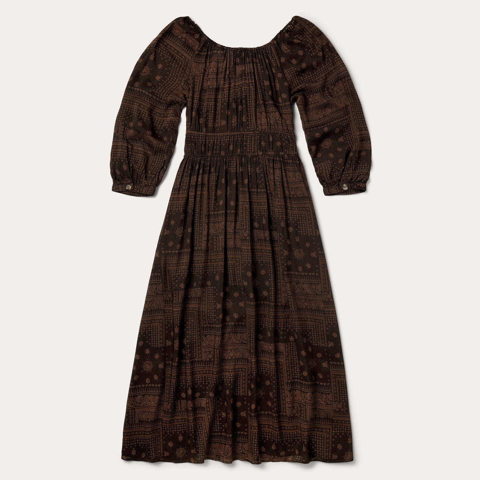 Patchwork Bandana Print Dress Brown | Stetson Women