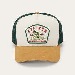 Fishing Patch Trucker Cap Off White / Tan / Green | Stetson Hats