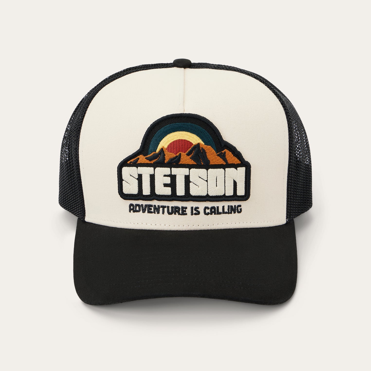 Mountain Sunset Trucker Cap Off White / Black | Stetson Hats