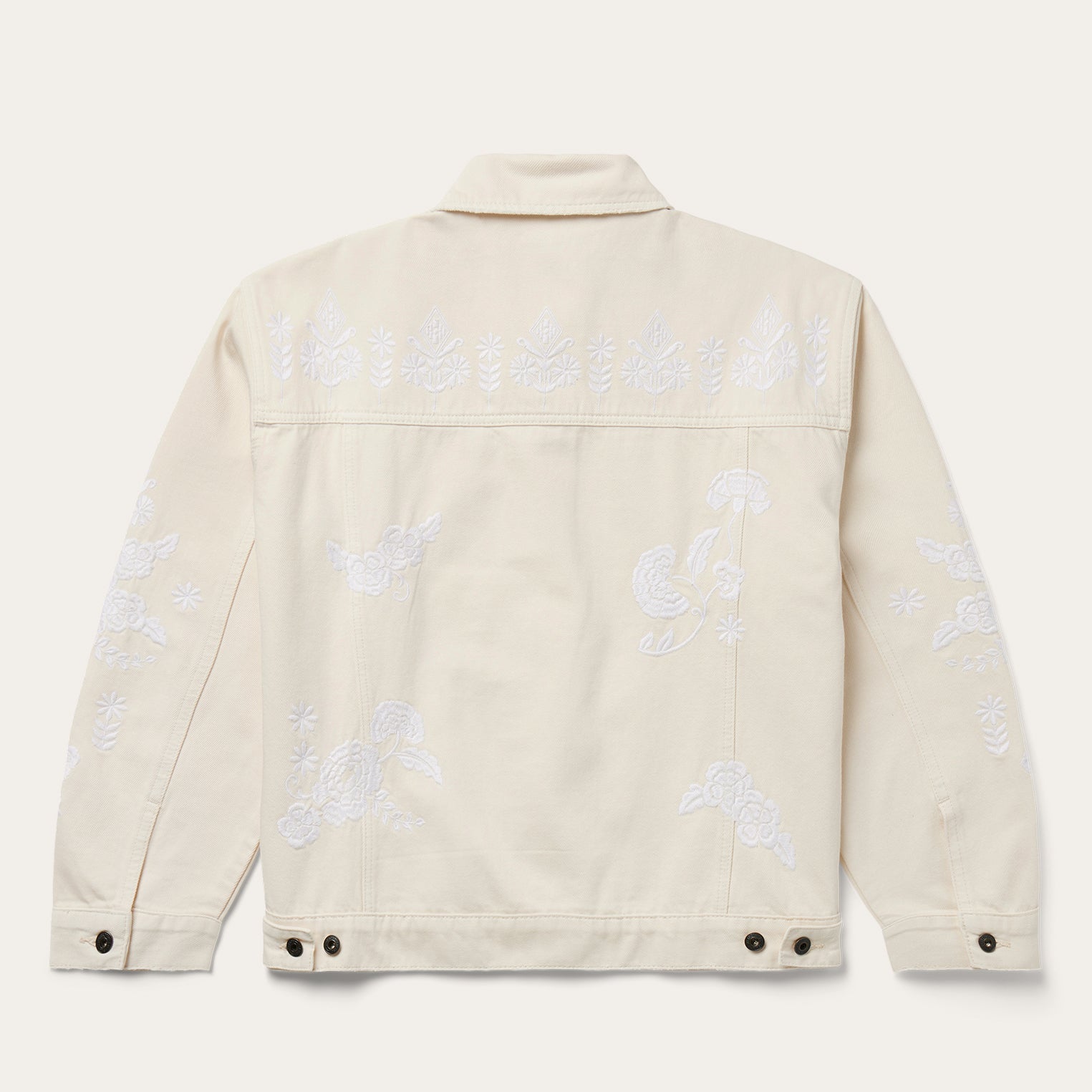 Embroidered Cream Denim Jacket White | Stetson Women