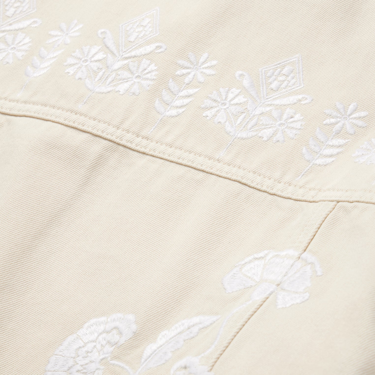 Embroidered Cream Denim Jacket White | Stetson Women