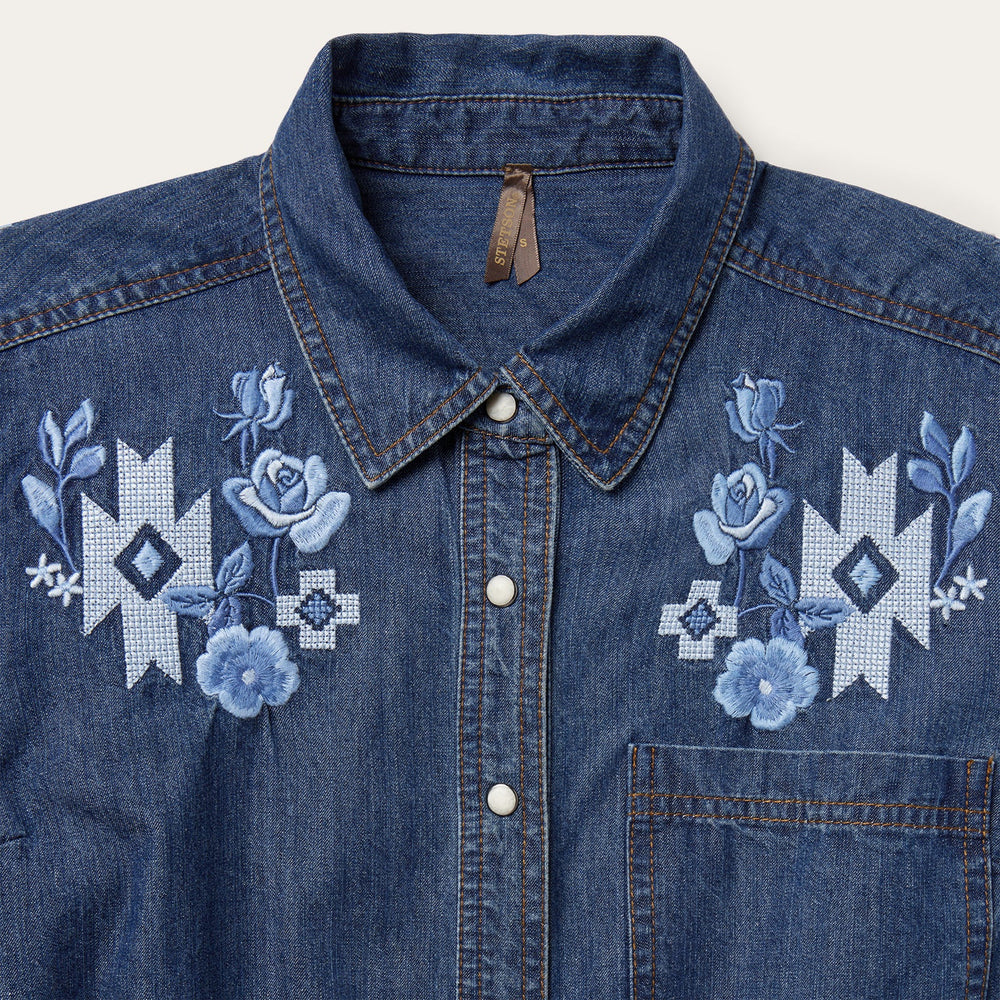 Dark Blue Denim Shirt Dress Blue | Stetson Women