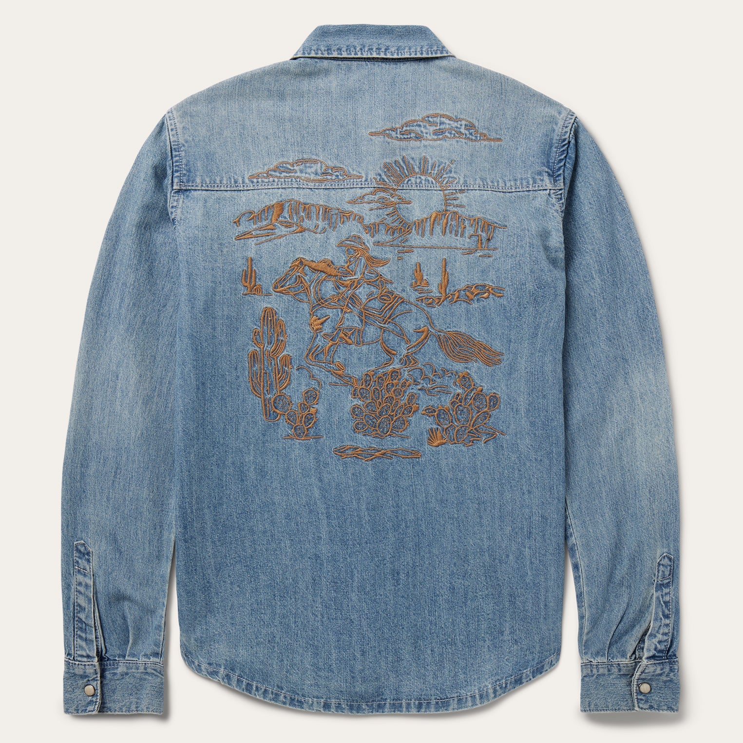 Embroidered Light Denim Shirt Blue | Stetson Women
