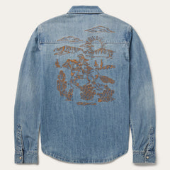 Embroidered Light Denim Shirt Blue | Stetson Women