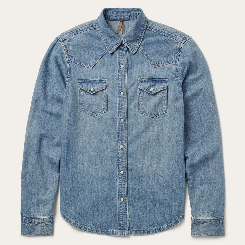 Embroidered Light Denim Shirt Blue | Stetson Women