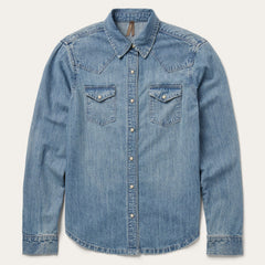 Embroidered Light Denim Shirt Blue | Stetson Women