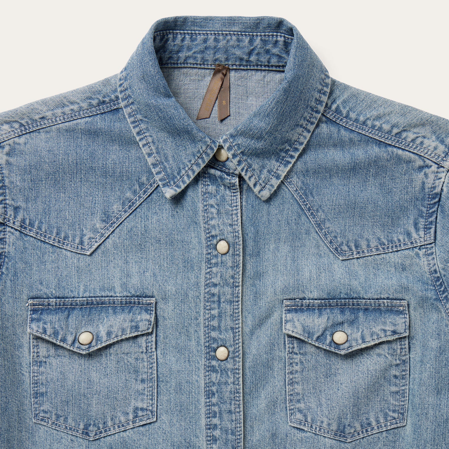Embroidered Light Denim Shirt Blue | Stetson Women