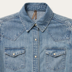 Embroidered Light Denim Shirt Blue | Stetson Women