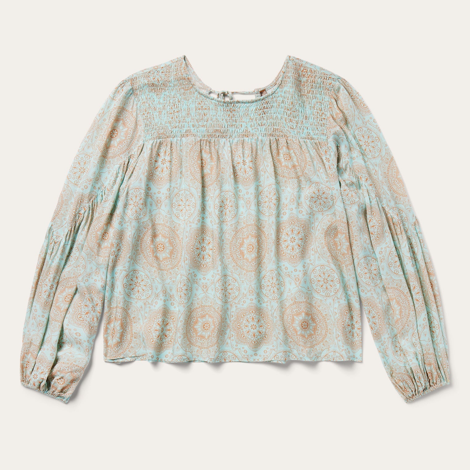 Mandala Print Peasant Blouse Blue | Stetson Women