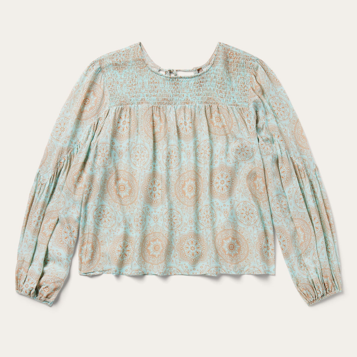 Mandala Print Peasant Blouse Blue | Stetson Women
