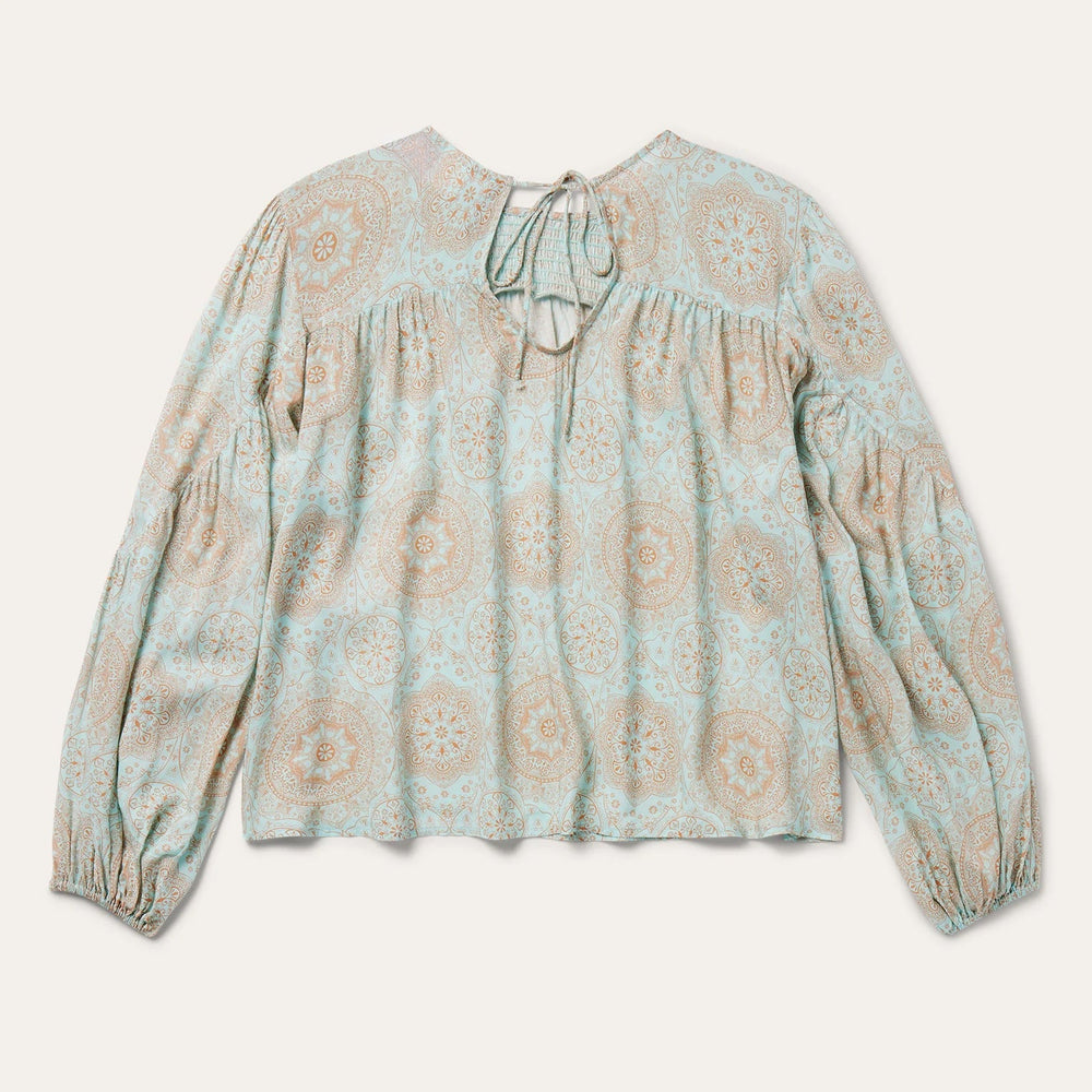 Mandala Print Peasant Blouse Blue | Stetson Women