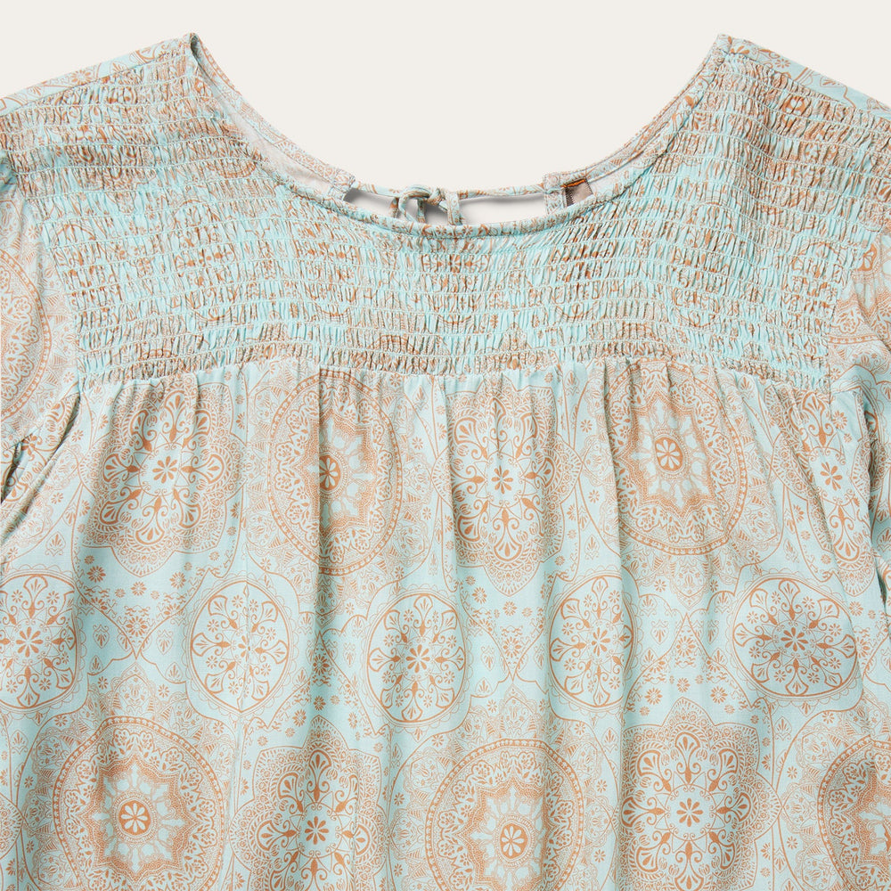 Mandala Print Peasant Blouse Blue | Stetson Women