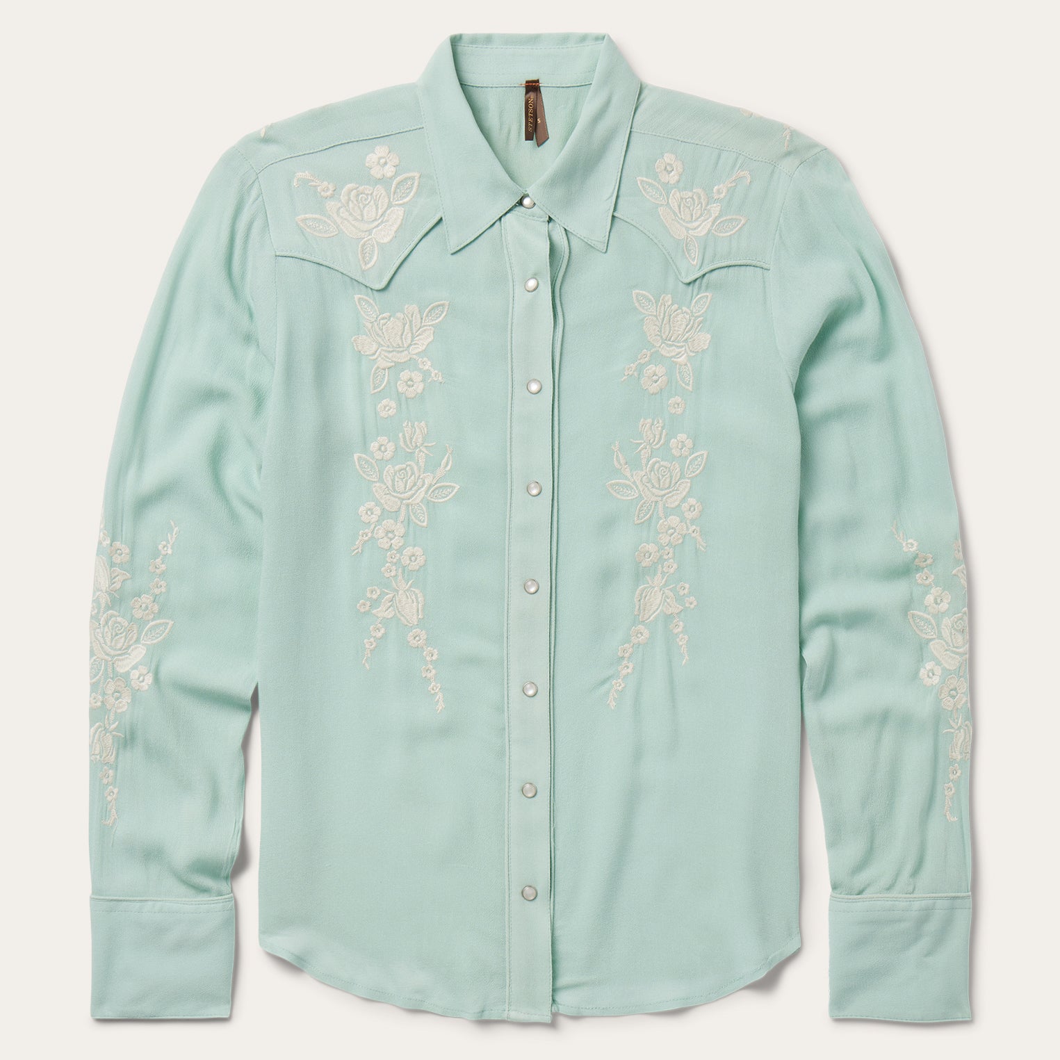 Aqua Crepe Western Shirt Blue | Stetson Women