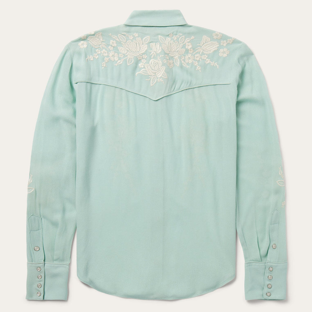 Aqua Crepe Western Shirt Blue | Stetson Women