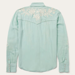 Aqua Crepe Western Shirt Blue | Stetson Women