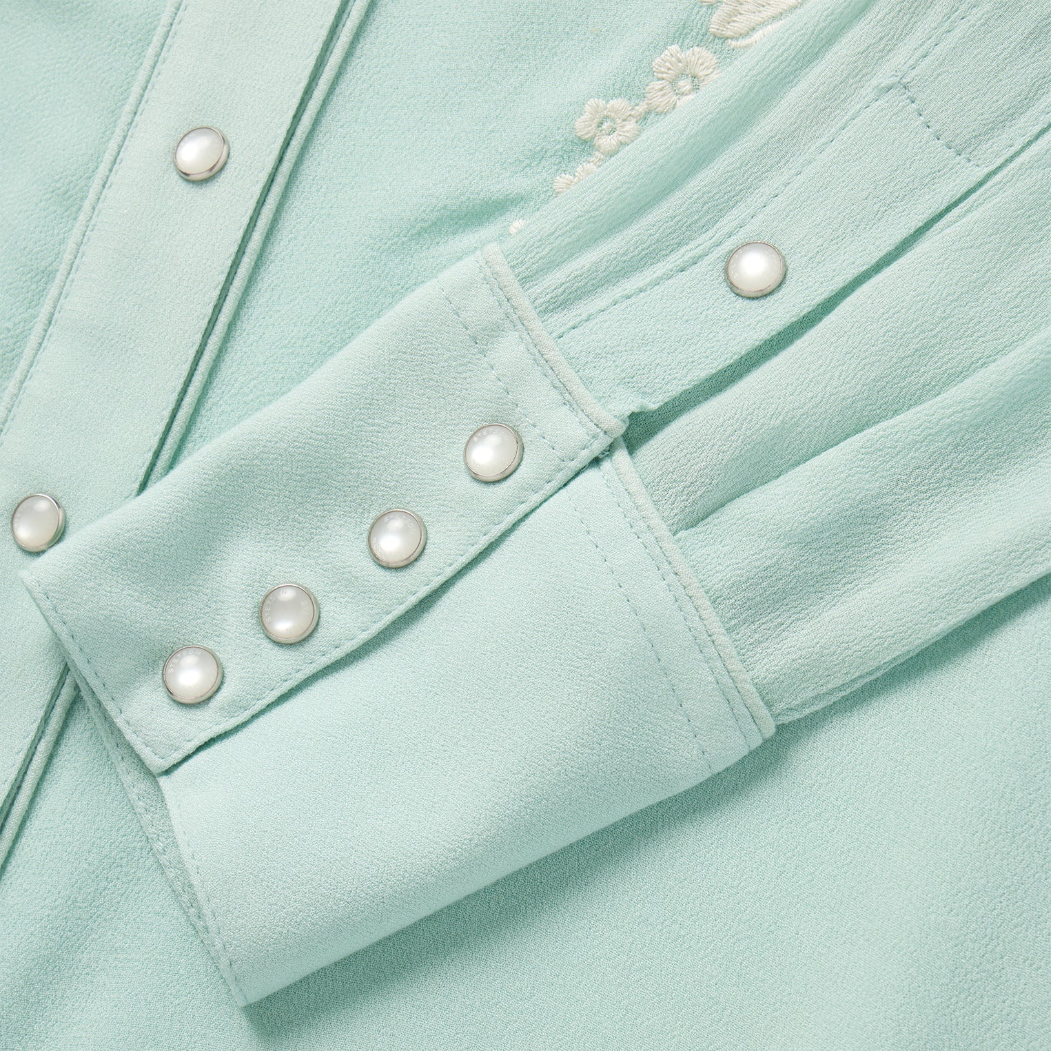 Aqua Crepe Western Shirt Blue | Stetson Women