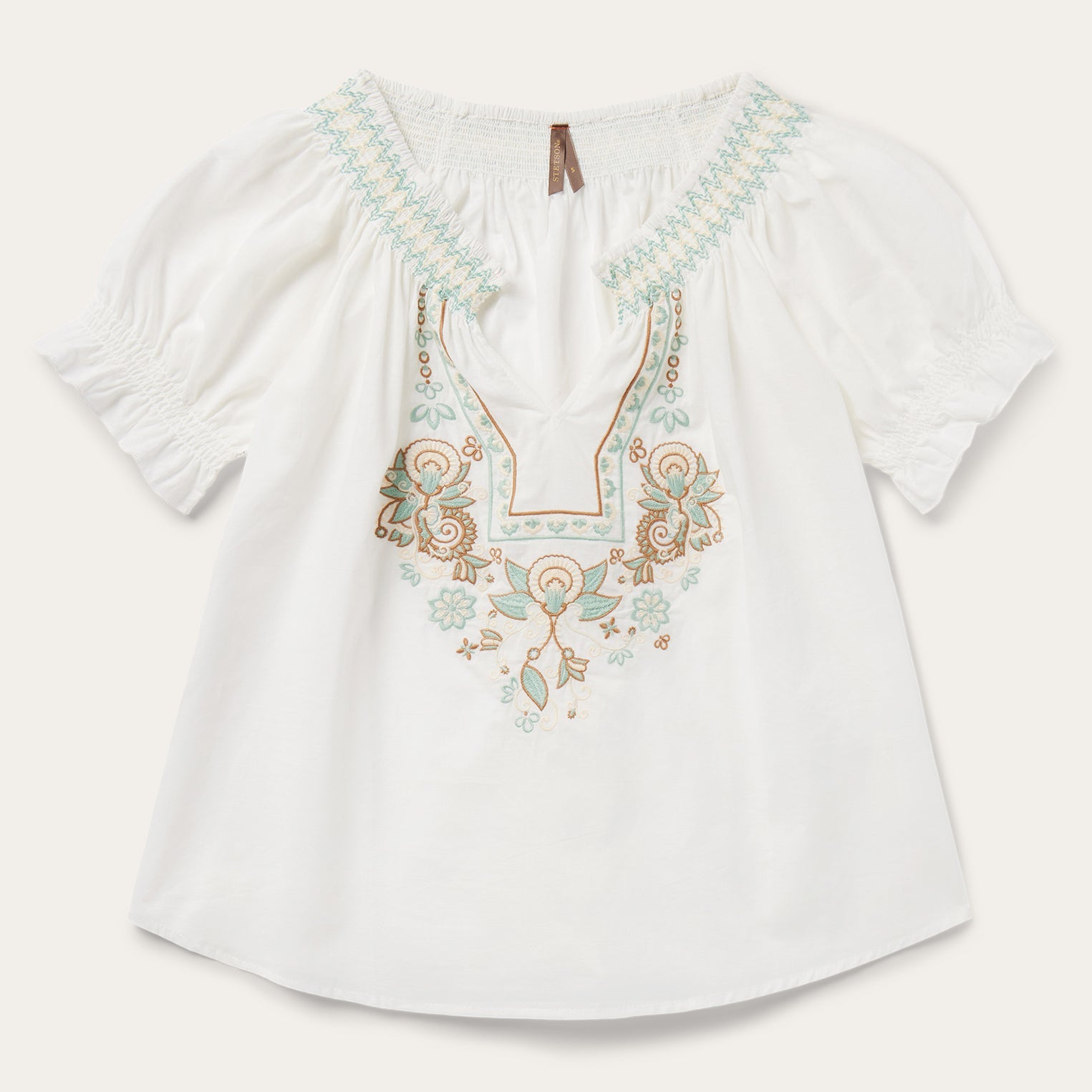 Cotton Voile Peasant Blouse White | Stetson Women