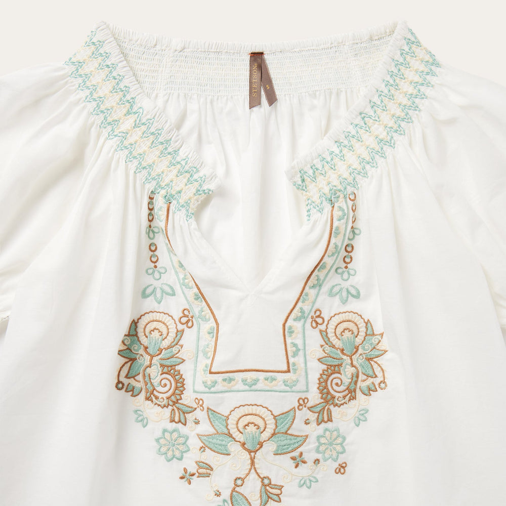 Cotton Voile Peasant Blouse White | Stetson Women