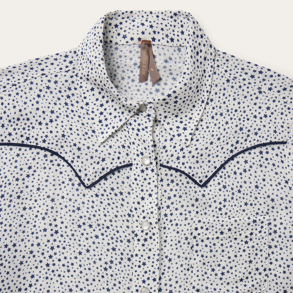 Stars Print Western Shirt White | Stetson Women