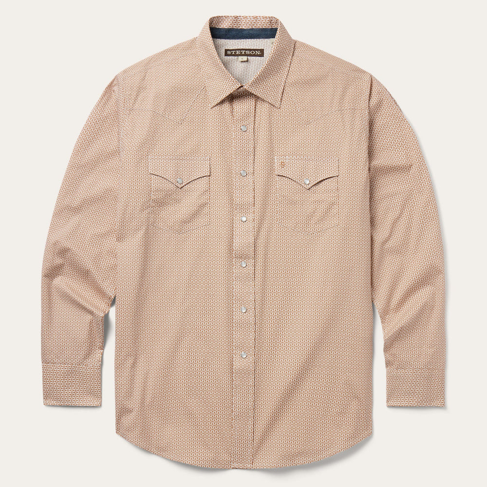 Diamond Print Western Shirt Orange | Stetson Men